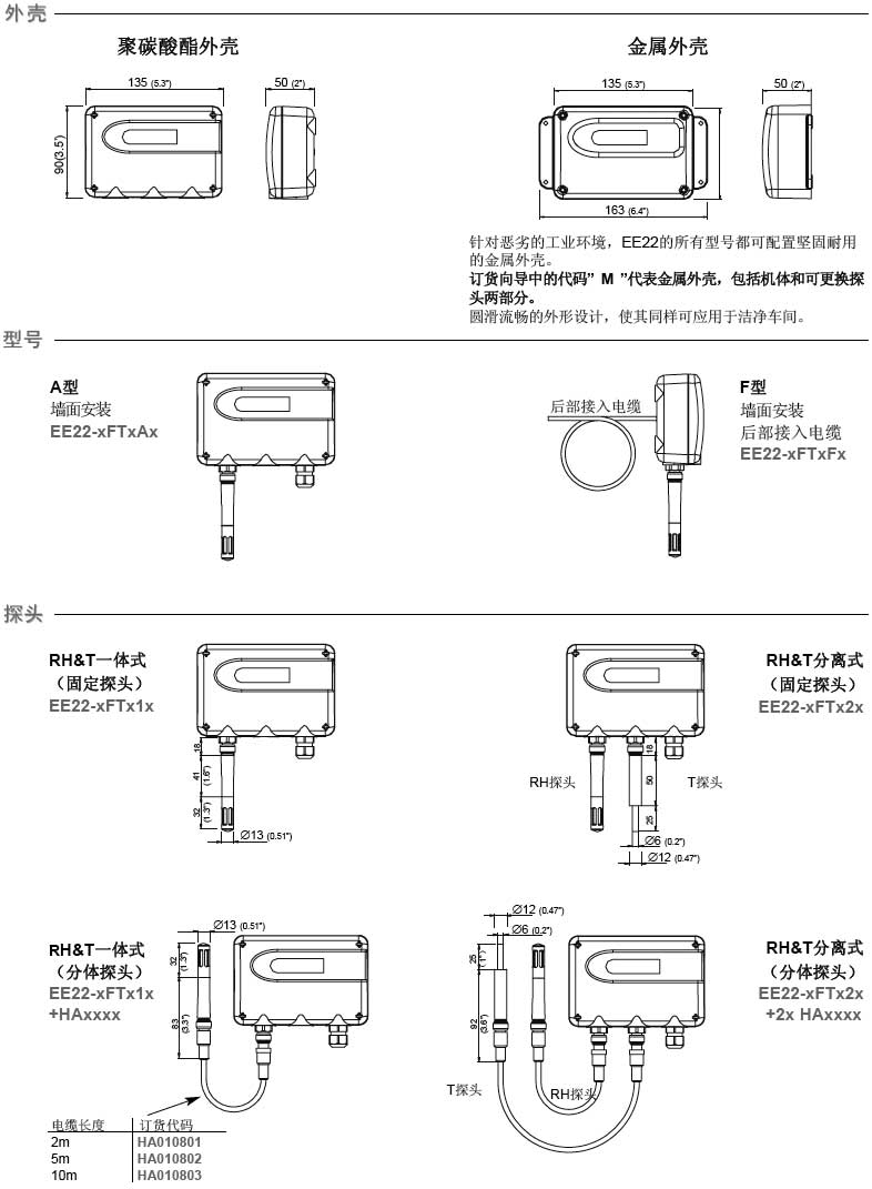 EE22系列可在线更换探头的温湿度变送器安装方式