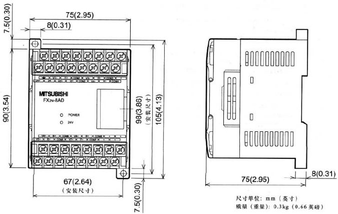Mitsubishi＋FX2N-8AD型模拟量输入(温度传感器输入)模块1
