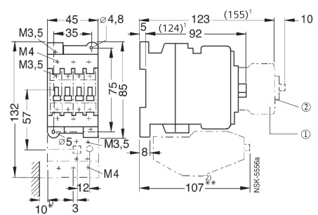 SIEMENS+3TF32系列接触器(额定电流:16A)+外形尺寸