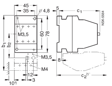 SIEMENS+3TF40系列接触器(额定电流：9A)+外形尺寸