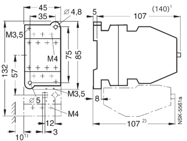 SIEMENS+3TF42系列接触器(额定电流:16A)+外形尺寸