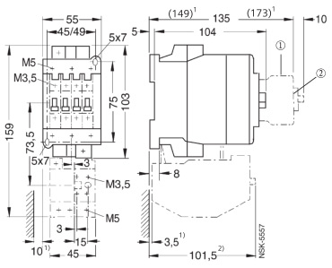 SIEMENS+3TS35系列接触器(额定电流：40A)+外形尺寸