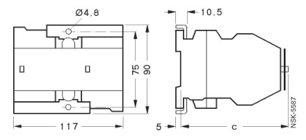 SIEMENS+N02+3TD43系列机械联锁可逆接触器(额定电流:22A)+外形尺寸1