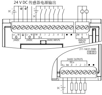 SIEMENS+E06+S7-1200-1211C系列CPU+接线方式2