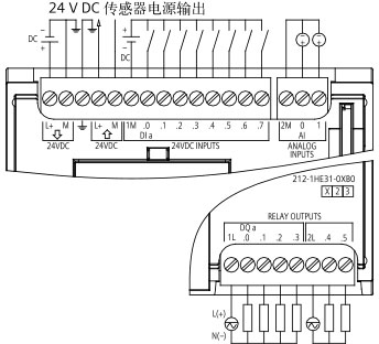 SIEMENS+E06+S7-1200-1212C系列CPU+接线方式3