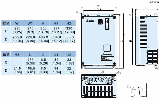 ！！！！！DELTA+VFD-VL系列电梯专用机型通用变频器+安装方式1