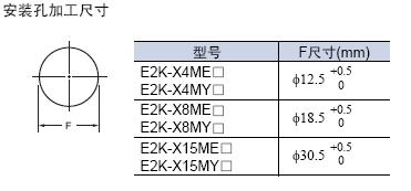 E2K-X系列圆柱型接近开关安装方式
