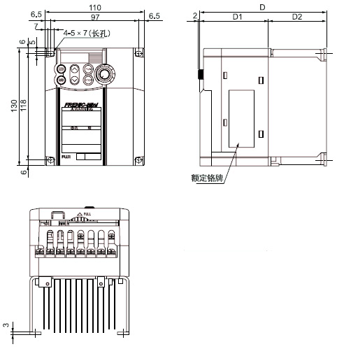 FRENIC Mini系列紧凑型变频器+尺寸图3