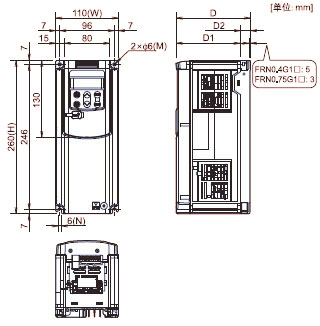 FUJI+FRENIC-MEGA系列高性能多功能型变频器(3相 380V)+安装方式1