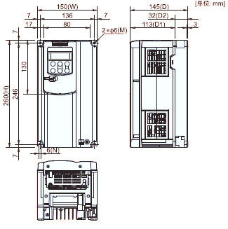 FUJI+FRENIC-MEGA系列高性能多功能型变频器(3相 380V)+安装方式2