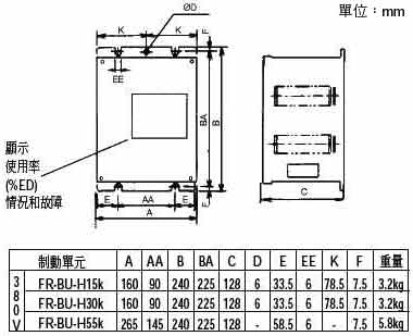FR-BU-H系列制动单元安装方式