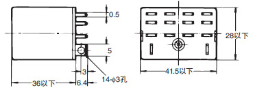 OMRON+LY4N-J系列一般通用继电器+外形尺寸