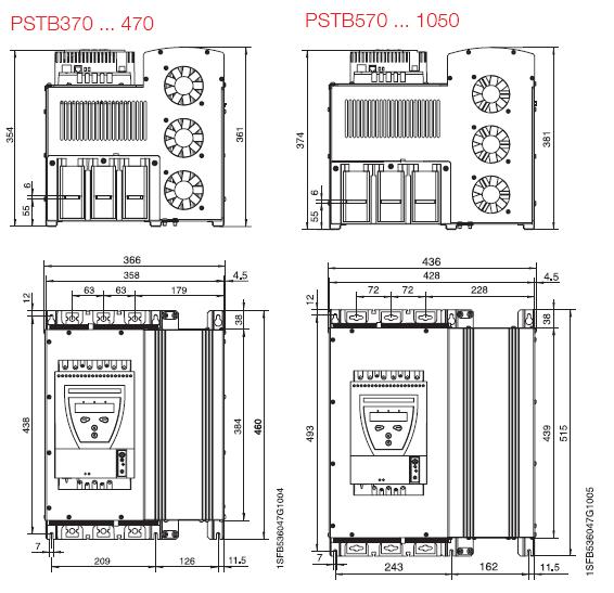 PSTB系列通用型带内置旁路接触器软起动器安装方式