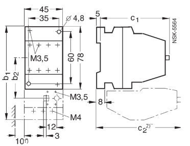 SIEMENS+3TF40系列接触器(额定电流：9A)+外形尺寸
