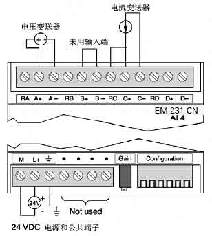 EM 231 CN模拟量扩展模块接线方式