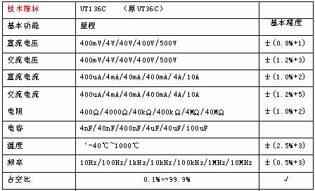 UNI-T+UT136C型自动量程数字万用表+产品备注描述3