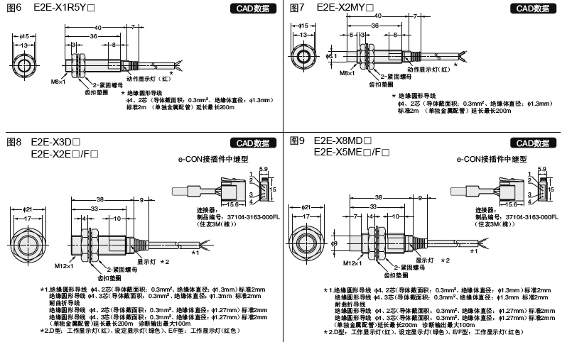 直流2线式/导线引出型E2E通用接近开关系列安装方式